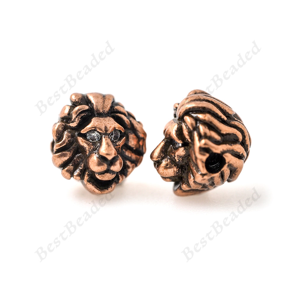 3D Animal Head Beads,CZ Lion Charm Spacer Beads |BestBeaded