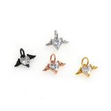 Shiny Wing Heart Shaped Zircon Pendant-DIY Jewelry Making Accessories   12x8mm