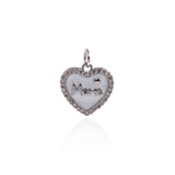 Shiny Heart Shaped Zircon Pendant-DIY Jewelry Making Accessories   14x14mm