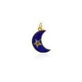 Enamel Moon Star Zircon Pendant-Celestial Jewelry Strap-DIY Jewelry Accessories Making    20.5x13mm