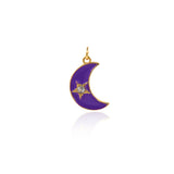 Enamel Moon Star Zircon Pendant-Celestial Jewelry Strap-DIY Jewelry Accessories Making    20.5x13mm
