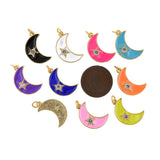 Enamel Moon Star Zircon Pendant-Celestial Jewelry Strap-DIY Jewelry Accessories Making    20.5x13mm