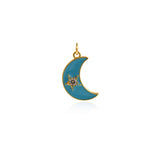 Enamel Moon Star Zircon Pendant-Celestial Jewelry Strap-DIY Jewelry Accessories Making    20.5x13mm
