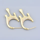 Striking Gold Lava Drop Hoop Earrings with CZ, Unique Gift for Special Occasions, Luxurious Chic Design,38x19.5mm