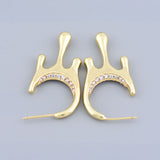 Striking Gold Lava Drop Hoop Earrings with CZ, Unique Gift for Special Occasions, Luxurious Chic Design,38x19.5mm