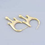 Striking Gold Lava Drop Hoop Earrings with CZ, Unique Gift for Special Occasions, Luxurious Chic Design,38x19.5mm