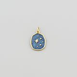 18K Gold Filled Enamel Star and Moon Pendant 13x18mm - BestBeaded