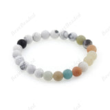 8mm Mala Bead Amazonite with White Howlite Healing Stone Bracelet - BestBeaded