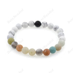 8mm Mala Bead Amazonite with White Howlite Healing Stone Bracelet - BestBeaded