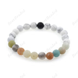 8mm Mala Bead Amazonite with White Howlite Healing Stone Bracelet - BestBeaded