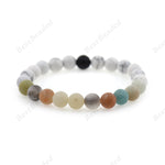 8mm Mala Bead Amazonite with White Howlite Healing Stone Bracelet - BestBeaded