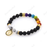 7 Chakra Meditation Healing Lava Rock Bracelets - BestBeaded