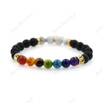 7 Chakra Meditation Healing Lava Rock Bracelets - BestBeaded