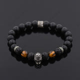Black Onyx Carved Skull Bracelet Gift for Men's - BestBeaded