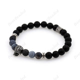 Carved Skull & Black Onyx Bracelet Gift for Men's - BestBeaded