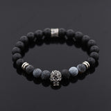 Carved Skull & Black Onyx Bracelet Gift for Men's - BestBeaded