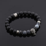 Carved Skull & Black Onyx Bracelet Gift for Men's - BestBeaded