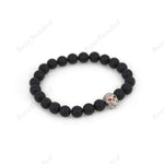 8mm Black Gemstone & Skull Head Beaded Bracelets - BestBeaded