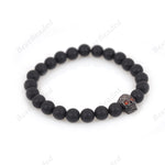 8mm Black Gemstone & Skull Head Beaded Bracelets - BestBeaded