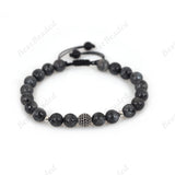 8mm Natural Labradorite & Ball Spacer Beaded Bracelet for Men - BestBeaded