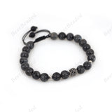 8mm Natural Labradorite & Ball Spacer Beaded Bracelet for Men - BestBeaded