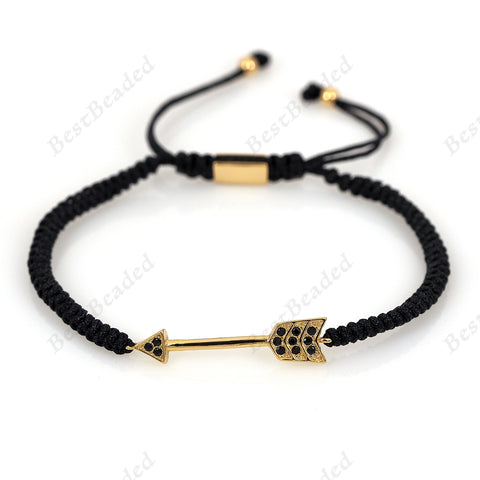 Arrow Bracelet with Black Cord for Men Gift - BestBeaded