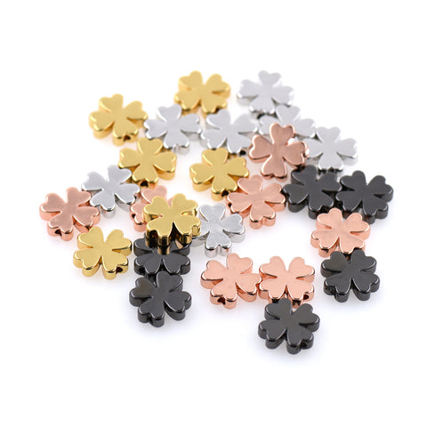 Gold Clover Brass Flower Spacer Accessories for Handmade Findings 10x2.5mm - BestBeaded