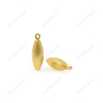 Solid 24k Shiny Gold Oval Brushed Bead Matte Gold Plated Pendants - BestBeaded