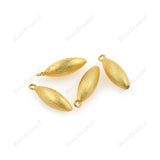 Solid 24k Shiny Gold Oval Brushed Bead Matte Gold Plated Pendants - BestBeaded