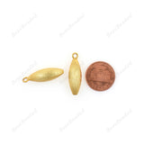 Solid 24k Shiny Gold Oval Brushed Bead Matte Gold Plated Pendants - BestBeaded