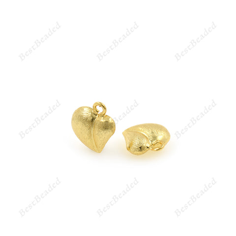 Brushed Brass Heart Pendant Charms Wholesale Exquisite Jewelry - BestBeaded