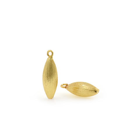 24k Gold Oval Brushed Pendants,Matte Plated Oval Stick Charms