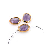 Faceted Natural Amethyst Quartz Connector Beads Gold Plated Loose Beads - BestBeaded