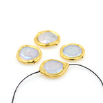 Gold Plated Natural Freshwater Pearl Spacer Beads Round Coin Pearl Connector - BestBeaded