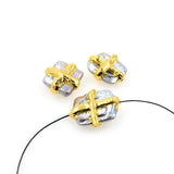 Gold Plated Loose Freshwater Pearl Beads Natural Square Spacers - BestBeaded