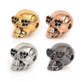 Sunglasses for Skull Head Beads Micro Pave CZ Men Women DIY Bracelet Charms Bead 12x13mm - BestBeaded
