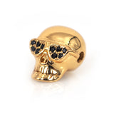 Sunglasses for Skull Head Beads Micro Pave CZ Men Women DIY Bracelet Charms Bead 12x13mm - BestBeaded