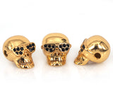Sunglasses for Skull Head Beads Micro Pave CZ Men Women DIY Bracelet Charms Bead 12x13mm - BestBeaded