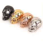 Skull Bead Spacer Charms,Metal Pave CZ for Men's Gemstone Bracelet Jewelry Findings 8x13mm - BestBeaded