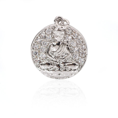 Good Luck Buddha Pendant CZ Yoga Bracelet DIY for Men Women Jewelry Making Charms Beads 14mm - BestBeaded