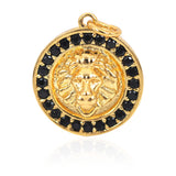 Round Disc Lion Head Mens Bracelet/Necklace Chram Pendant,DIY Jewelry Making 15mm - BestBeaded