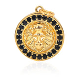 Round Disc Lion Head Mens Bracelet/Necklace Chram Pendant,DIY Jewelry Making 15mm - BestBeaded