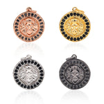 Round Disc Lion Head Mens Bracelet/Necklace Chram Pendant,DIY Jewelry Making 15mm - BestBeaded