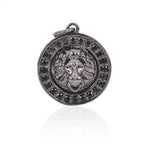 Round Disc Lion Head Mens Bracelet/Necklace Chram Pendant,DIY Jewelry Making 15mm - BestBeaded
