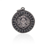 Round Disc Lion Head Mens Bracelet/Necklace Chram Pendant,DIY Jewelry Making 15mm - BestBeaded