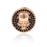 Round Skull Connector Beads Pave Black CZ for Original Bracelet Making Accessories 13x5mm - BestBeaded