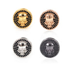Round Skull Connector Beads Pave Black CZ for Original Bracelet Making Accessories 13x5mm - BestBeaded