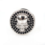 Round Skull Connector Beads Pave Black CZ for Original Bracelet Making Accessories 13x5mm - BestBeaded