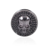 Round Skull Connector Beads Pave Black CZ for Original Bracelet Making Accessories 13x5mm - BestBeaded