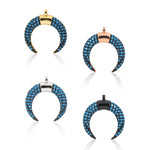 Crescent Moon Pendant Turquoise Micro Pave Horn for DIY Jewelry Making Gifts - BestBeaded